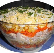 С чипсами и без — салат парус для любителей копченого с морковью по-корейски