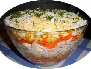 С чипсами и без — салат парус для любителей копченого с морковью по-корейски